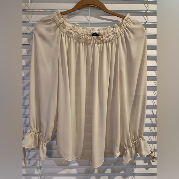 Talbots Tops - Talbots Long Puff Sleeve Ivory Flowy Blouse Women’s Size Small